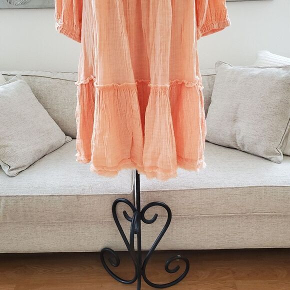 Free People 'Mystery Land' Tunic Mini Dress - size Medium in Peach - Picture 7 of 15